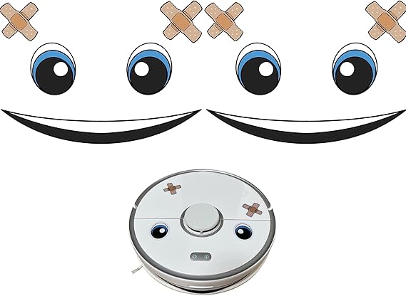 WALWI 2X Aufkleber Gesicht Augen für Saugroboter